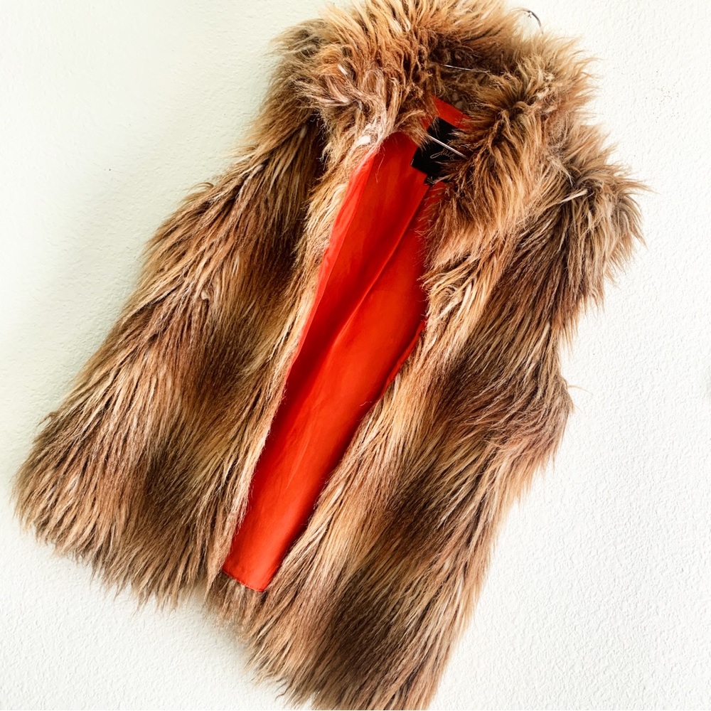JACK faux fake fur fuzzy vest coat sleeveless Large
